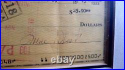 Mae West personally signed cheque. Professionally matted with COA