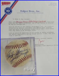 Marilyn Monroe Joe DiMaggio Auto Autographed Signed Baseball certified with COA