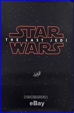 Mark Hamill signed the Last Jedi Star Wars poster new movie with Beckett Coa