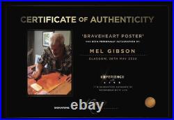Mel Gibson Signed Poster for Braveheart COA from Experience With Events