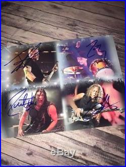 Metallica Signed 8.5x11 Autograph By All 4 Members Hot Rock Heavy-Metal With Coa