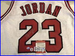 Michael Jordan Authentic Autographed Signed Jersey Chicago Bulls White With Coa