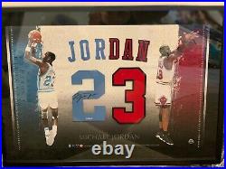 Michael Jordan Autographed North Carolina/Bulls Duel Jersey Piece. UDA, With COA