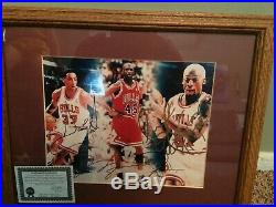 Michael Jordan, Scottie Pippen and Dennis Rodman Autograph Picture with COA