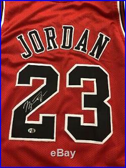 Michael Jordan Signed Autographed Chicago Bulls Red Custom Jersey with COA