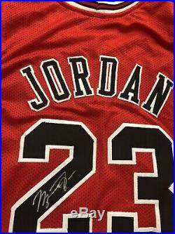 Michael Jordan Signed Autographed Chicago Bulls Red Custom Jersey with COA