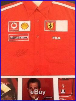 Michael Schumacher Hand Signed Framed F1 Ferrari Team Shirt With COA Grand Prix