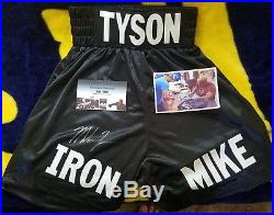 Mike Tyson Hand Signed Boxing Trunks With COA And Pic Of Signing