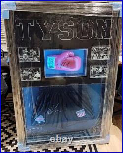 Mike Tyson Signed Boxing Glove and Signed Shorts In LED Frame With CoA