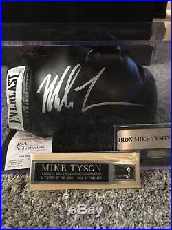 Mike Tyson autographed glove COA With Case And 2 Plaques