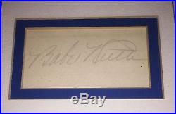 Mlb Babe Ruth Hand Signed Autographed Cut Mat With Coa Very Rare
