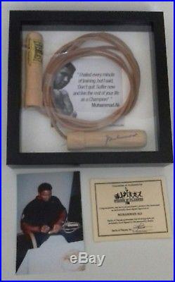 Muhammad Ali signed everlast skipping rope. Box framed with coa & photo proof