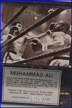 Muhammad Ali vs Sonny Liston Autographed framed Photo with COA 786/1964