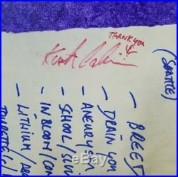 Original 1992 Authentic Nirvana Set List Kurt Cobain Signed Autograph With Coa