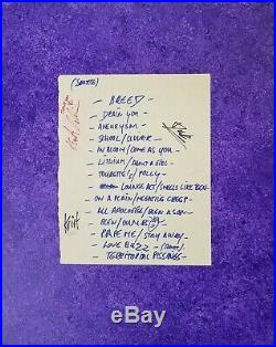 Original Authentic 1992 Nirvana Set List Kurt Cobain Signed Autograph With Coa
