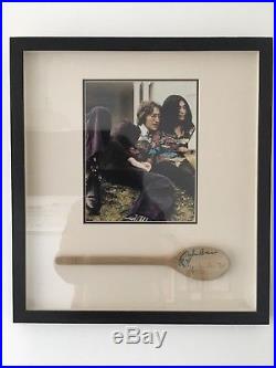 Original John Lennon & Yoko Ono Signed Wooden Spoon Framed Autograph with COA