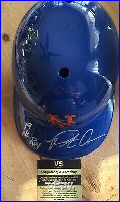 PETE ALONSO AUTOGRAPHED NY METs REPLICA FS BATTING HELMET WITH COA! NL ROY INSC