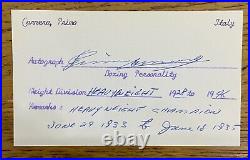 PRIMO CARRERA ORIGINAL SIGNED INDEX CARD (with COA)