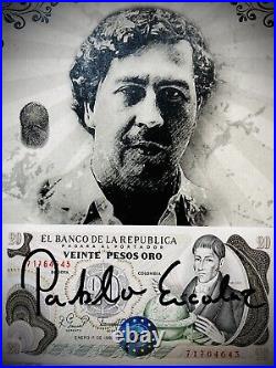 Pablo Escobar Autographed Signed Pesos With COA & Notarized & Framed John Gotti