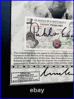 Pablo Escobar Autographed Signed Pesos With COA & Notarized & Framed John Gotti