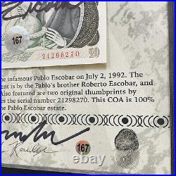 Pablo Escobar Autographed Signed Pesos With COA & Notarized & Framed John Gotti