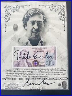 Pablo Escobar Autographed Signed Pesos With COA & Notarized & Framed John Gotti