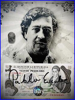 Pablo Escobar Autographed Signed Pesos With COA & Notarized & Framed John Gotti