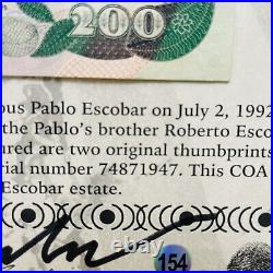 Pablo Escobar Autographed Signed Pesos With COA & Notarized & Framed John Gotti