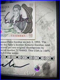 Pablo Escobar Autographed Signed Pesos With COA & Notarized & Framed John Gotti