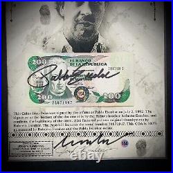 Pablo Escobar Autographed Signed Pesos With COA & Notarized & Framed John Gotti