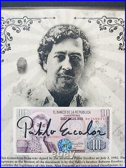 Pablo Escobar Autographed Signed Pesos With COA & Notarized & Framed John Gotti