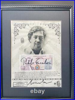 Pablo Escobar Autographed Signed Pesos With COA & Notarized & Framed John Gotti