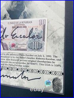 Pablo Escobar Autographed Signed Pesos With COA & Notarized & Framed John Gotti