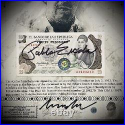 Pablo Escobar Autographed Signed Pesos With COA & Notarized & Framed John Gotti