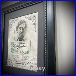 Pablo Escobar Autographed Signed Pesos With COA & Notarized & Framed John Gotti