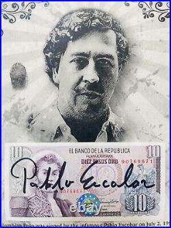 Pablo Escobar Autographed Signed Pesos With COA & Notarized & Framed John Gotti