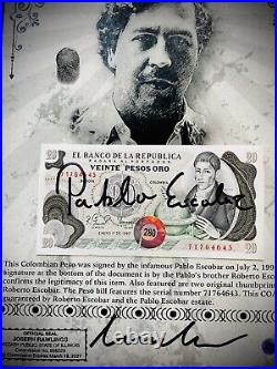 Pablo Escobar Autographed Signed Pesos With COA & Notarized & Framed John Gotti