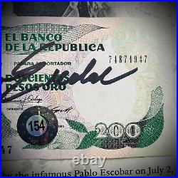 Pablo Escobar Autographed Signed Pesos With COA & Notarized & Framed John Gotti