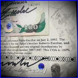 Pablo Escobar Autographed Signed Pesos With COA & Notarized & Framed John Gotti