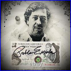 Pablo Escobar Autographed Signed Pesos With COA & Notarized & Framed John Gotti