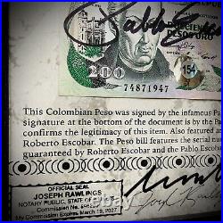 Pablo Escobar Autographed Signed Pesos With COA & Notarized & Framed John Gotti