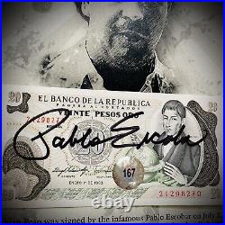 Pablo Escobar Autographed Signed Pesos With COA & Notarized & Framed John Gotti