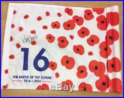 Poppy Golf Pin Flag Battle Of Somme 2016 Signed By Marc Warren The Open With Coa