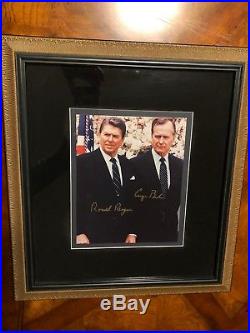 President George H. W. Bush and Ronald Reagan Original Autograph with COA