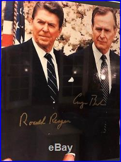 President George H. W. Bush and Ronald Reagan Original Autograph with COA