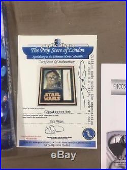 Prop CHEWBACCA Hair, Signed PETER MAYHEW Autograph, Matted in Frame, with COA