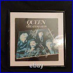 Queen Greatest Hits LP Hand Signed ByFREDDIE MERCURY and Queen. Framed With COA