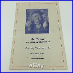 Rare 1947 Cy Young Signed Autographed Birthday Program With JSA COA