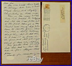 Rare Babe Ruth Called Shot Hand Written Signed Letter by Joe Sewell with JSA COA
