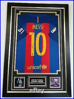 Rare LIONEL MESSI of Barcelona Signed Shirt Autograph Display with COA